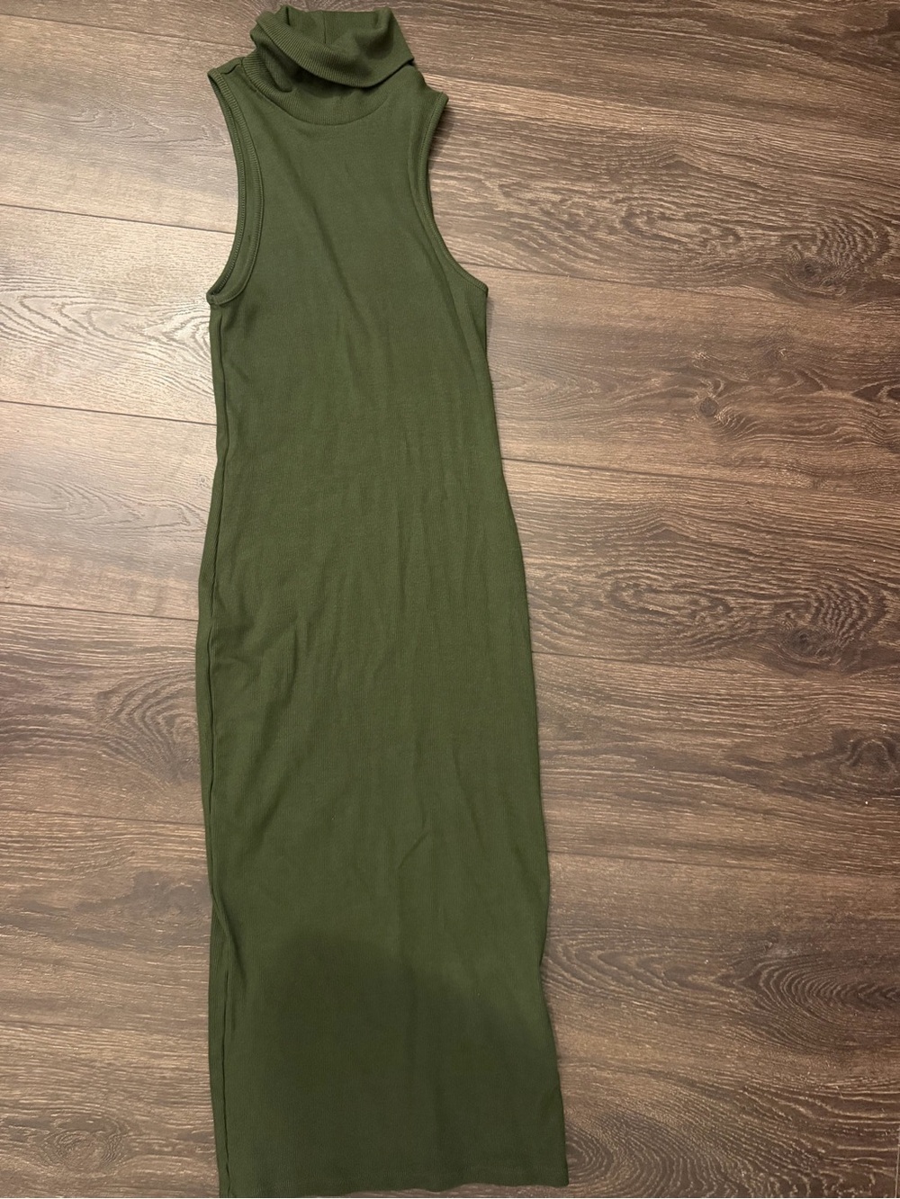 Zara Olive Green Sleeveless Turtleneck Maxi Dress